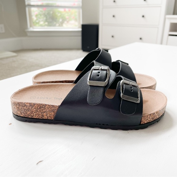 Lucky Top Black Slide Sandals Mars-1k - Picture 2 of 6